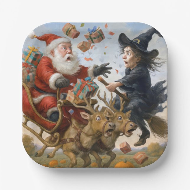 Christmas Thanksgiving and Halloween Holidays  Paper Plates (Front)