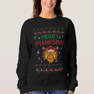 Christmas Thanksgiving  Turkey Cat Satan Hat Sweatshirt