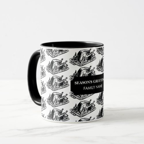 Christmas Thanksgiving Vintage Turkey Custom Name Mug