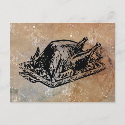 Christmas Thanksgiving Vintage Turkey Distressed   Holiday Postcard