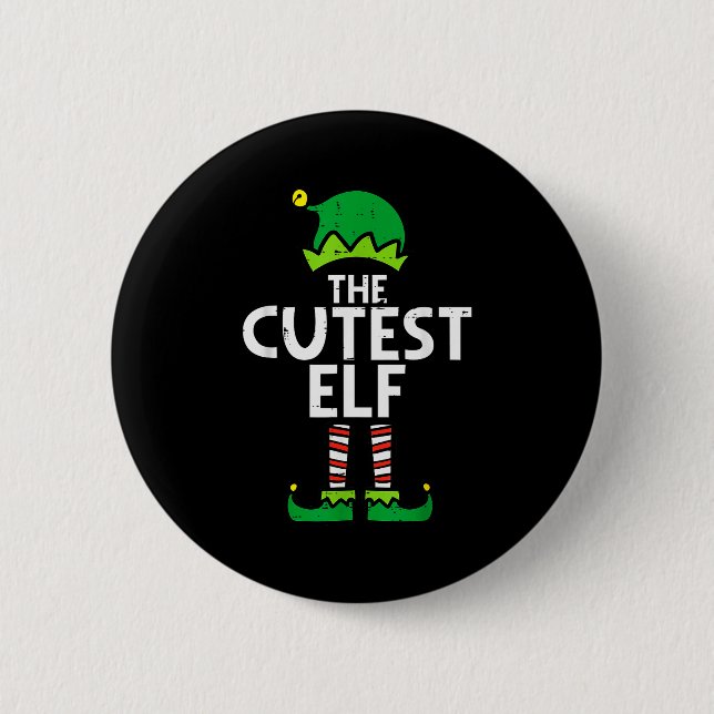 Christmas The Cutest Elf Xmas Family Matching Boys Button (Front)