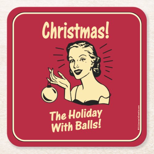 Christmas The Holiday With Balls Square Paper Coaster