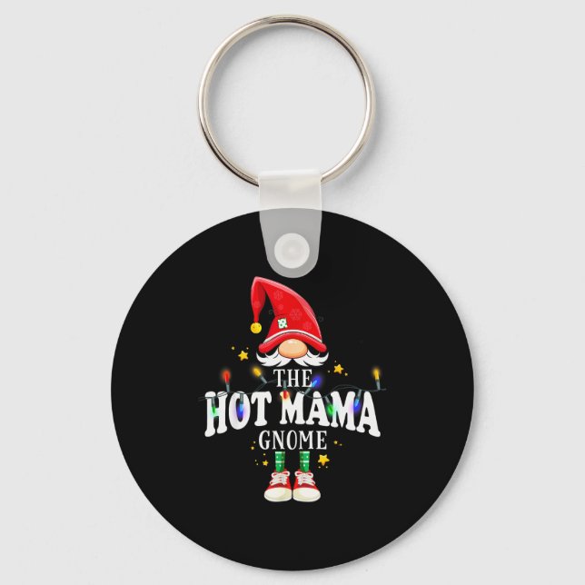 Christmas The Hot Mama Gnome X-mas Matching Pjs  Keychain (Front)