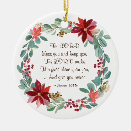 Christmas The Lord Bless You Bible Personalized Ceramic Ornament