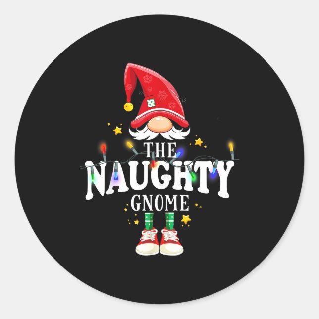 Christmas The Naughty Gnome X-mas Matching Pjs  Classic Round Sticker (Front)