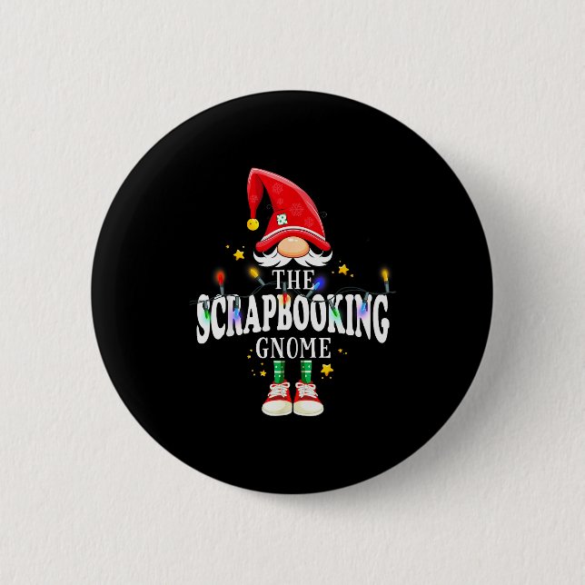 Christmas The Scrapbooking Gnome X-mas Matching Pj Button (Front)