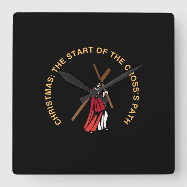 Christmas: The Start of the Cross's Path Square Wall Clock (Front)