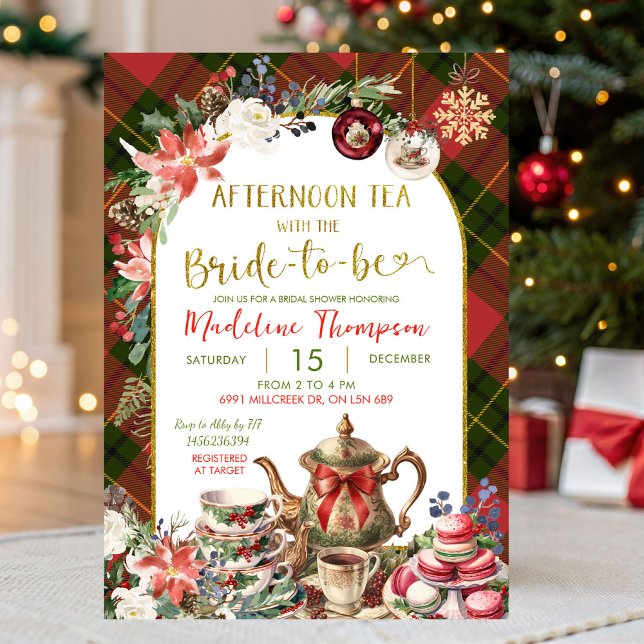 Christmas Theme Afternoon Tea Party Bridal Shower Invitation (Creator Uploaded)
