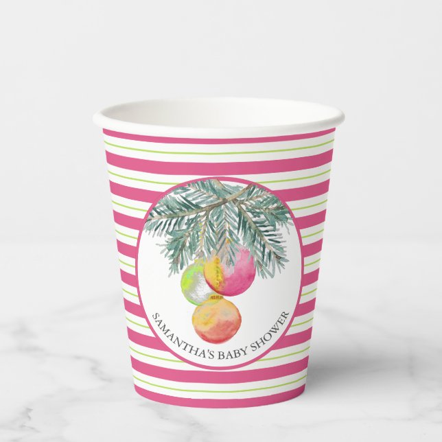 Christmas Theme Baby Shower Paper Cups (Front)