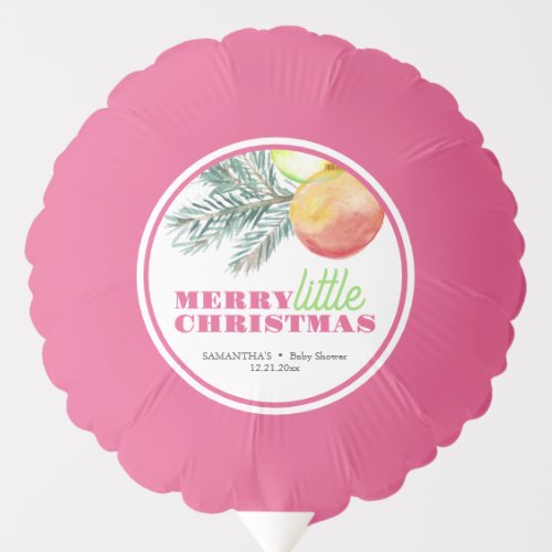 Christmas Theme Baby Shower Pink  Green Balloon