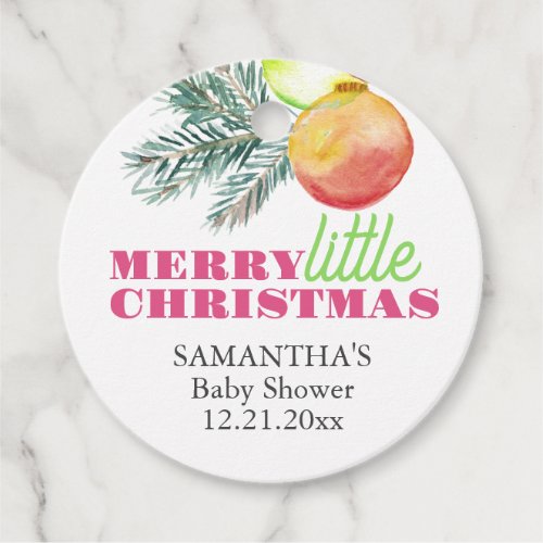 Christmas Theme Baby Shower Pink  Green Gift Tags