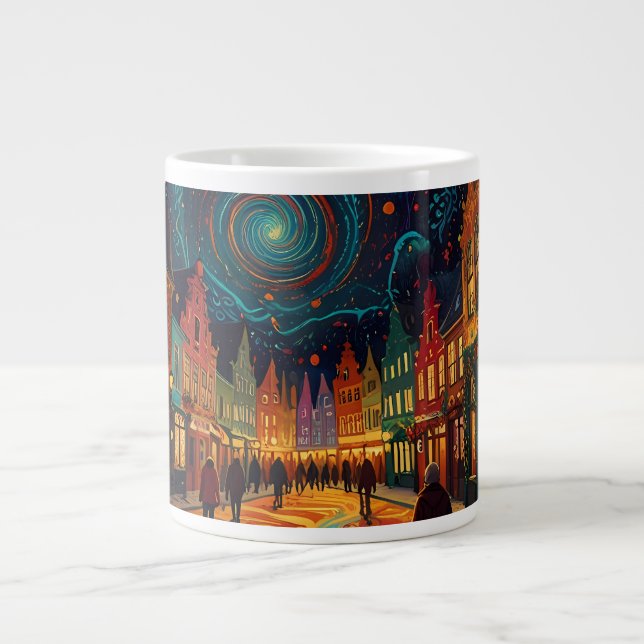 Christmas Theme Beautiful old Town in Belgium  Giant Coffee Mug (Front)