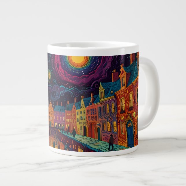 Christmas Theme Beautiful old Town in Belgium  Giant Coffee Mug (Front Right)