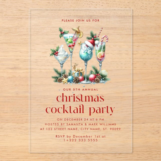 Christmas Theme Christmas Cocktail Party Thank You Acrylic Invitations (Front)