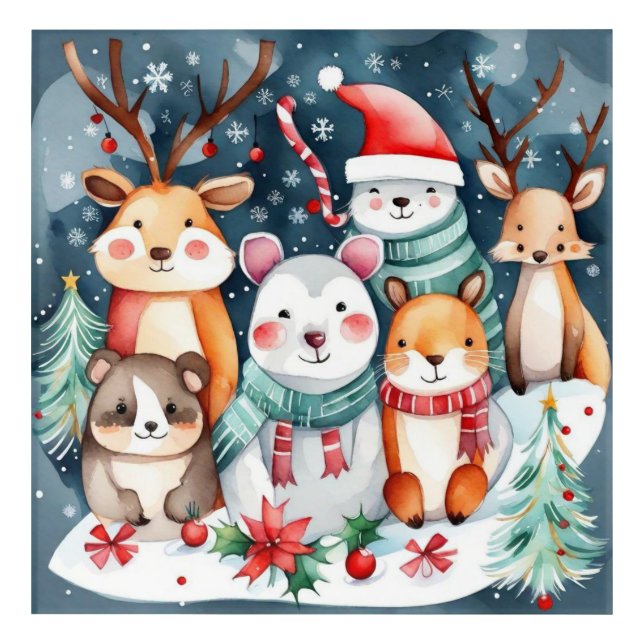 Christmas theme Christmas cute animals  Acrylic Print (Front)