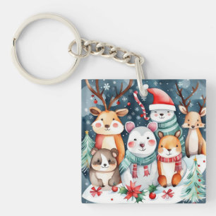 Christmas theme Christmas cute animals  Keychain
