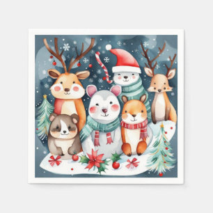 Christmas theme Christmas cute animals Napkins