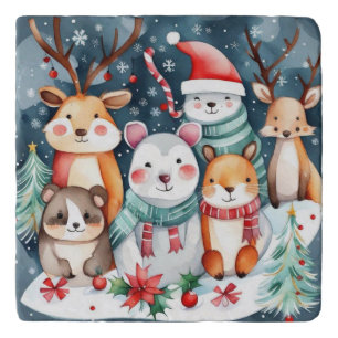 Christmas theme Christmas cute animals Trivet
