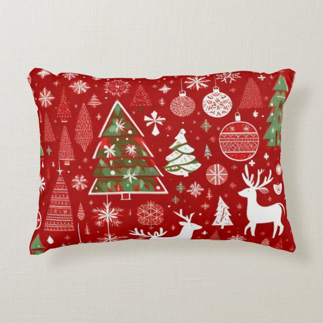 Christmas theme Christmas trees snowflake  Accent Pillow (Front)