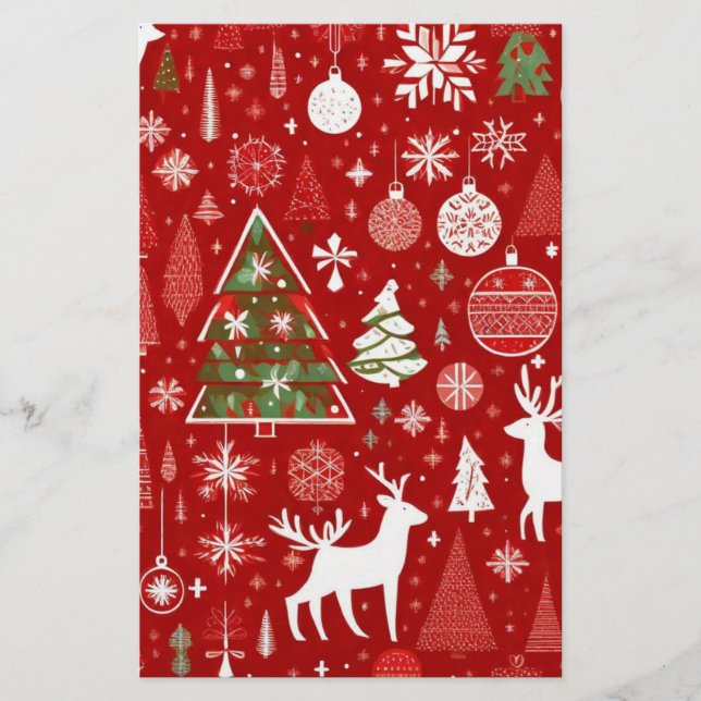 Christmas theme Christmas trees snowflake  Stationery (Front)