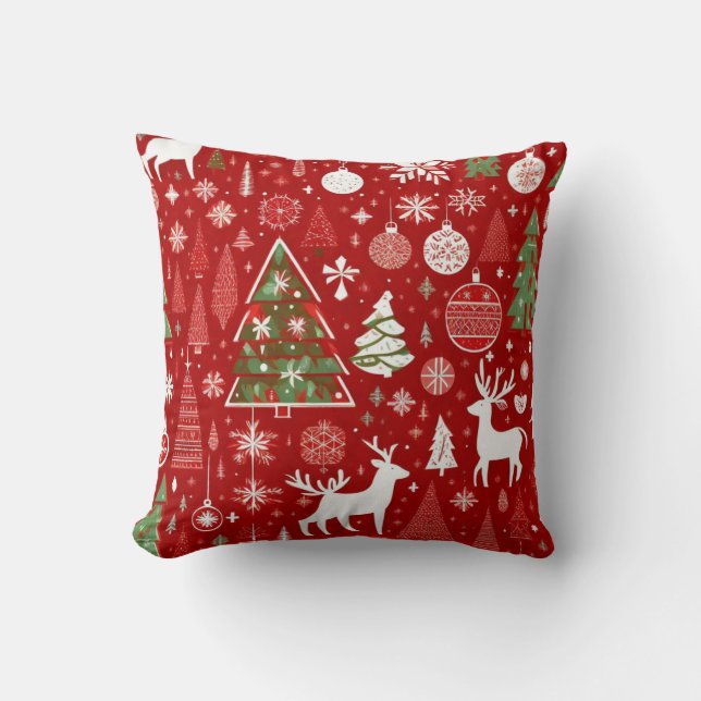 Christmas theme Christmas trees snowflake  Throw Pillow (Front)