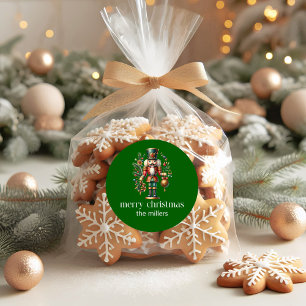 Christmas Theme Cute Nutcracker Retro Typography  Classic Round Sticker
