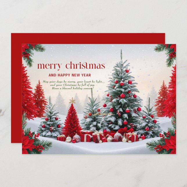 Christmas theme decorated landscape card (Front/Back)
