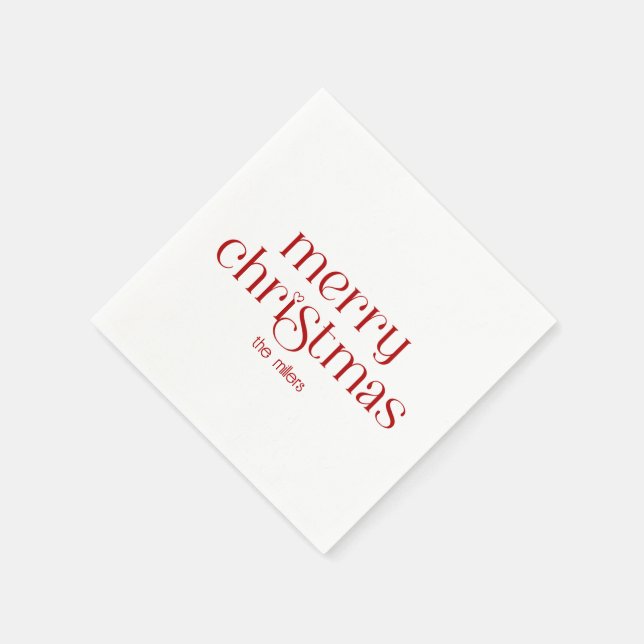 Christmas Theme Design Red Retro Typography Napkins (Corner)