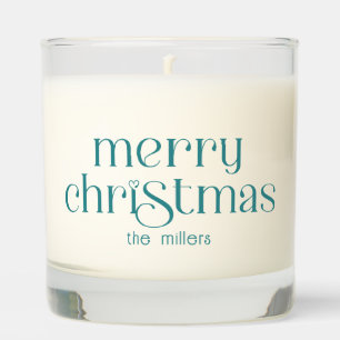 Christmas Theme Design Turquoise Retro Typography Scented Candle