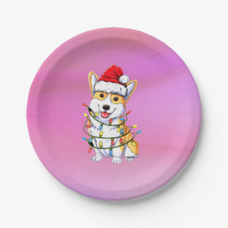 Christmas Theme Doggy Paper Plates