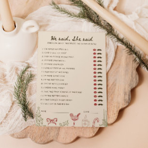 Christmas Theme Downloadable He said She said Card