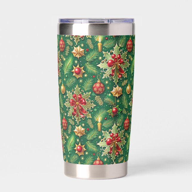 Christmas Theme Festive Colorful Pattern Insulated Tumbler (Front)