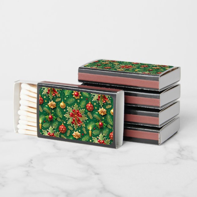 Christmas Theme Festive Colorful Pattern Matchboxes (Stacked)