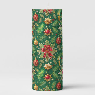 Christmas Theme Festive Colorful Pattern Pillar Candle