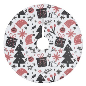 Christmas Theme Fleece Tree Skirt