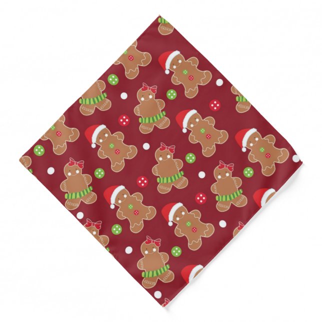 Christmas Theme Gingerbread Men Bandana (Front)