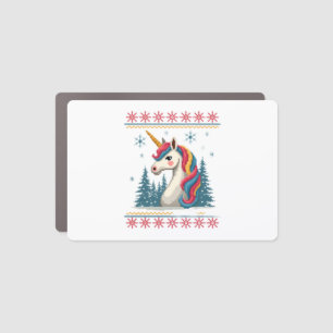 Christmas Theme Knitted Unicorn Unicorns T-Shirt ( Car Magnet