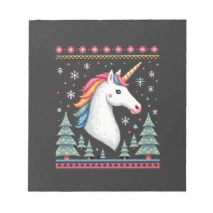 Christmas Theme Knitted Unicorn Unicorns T-Shirt ( Notepad