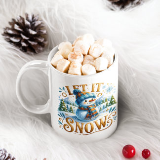 Christmas Theme Let It Snow Cute Snowman Coffee Mug