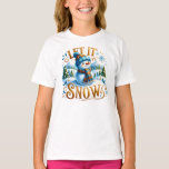 Christmas Theme Let It Snow Cute Snowman T-Shirt<br><div class="desc">Christmas theme,  Let it snow gold typography and a cute snowman.</div>
