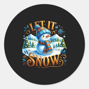 Christmas Theme Let It Snow Cute Snowman T Shirt Classic Round Sticker