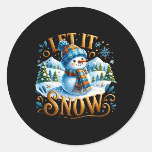 Christmas Theme Let It Snow Cute Snowman T Shirt Classic Round Sticker