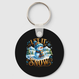 Christmas Theme Let It Snow Cute Snowman T Shirt Keychain