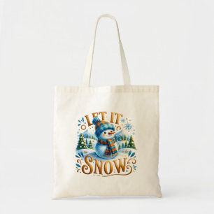 Christmas Theme Let It Snow Cute Snowman Tote Bag