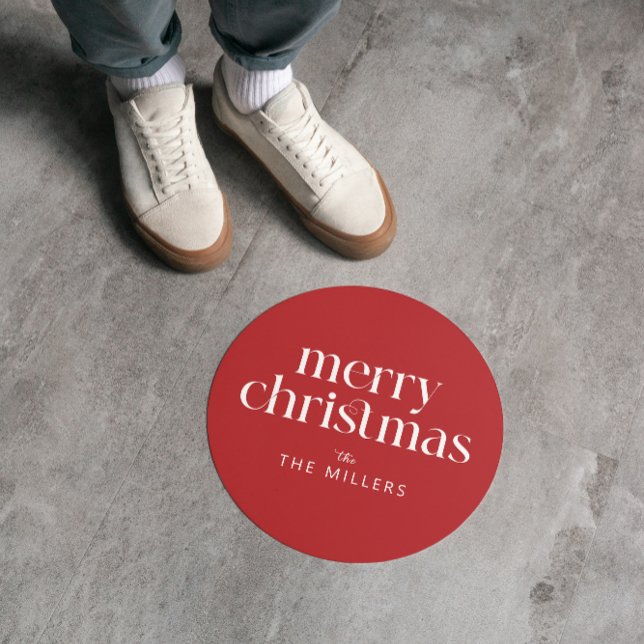 Christmas Theme Merry Christmas Retro Typography Classic Round Sticker (Creator Uploaded)