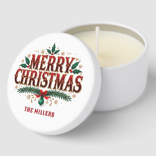 Christmas Theme Merry Christmas Retro Typography Mini Candle Favors