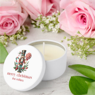 Christmas Theme Nutcracker Candy Cane Custom Text Mini Candle Favors