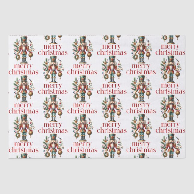 Christmas Theme Nutcracker Pattern Tissue Paper (Front)