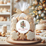Christmas Theme Nutcracker Retro Typography 2 Classic Round Sticker<br><div class="desc">This festive Christmas-themed design features a beautiful Nutcracker and a Merry Christmas red retro typography.
Personalizable family name.</div>