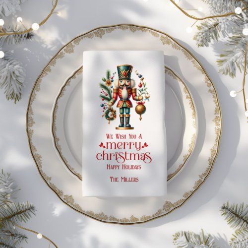 Christmas Theme Nutcracker Retro Typography Paper Guest Towels